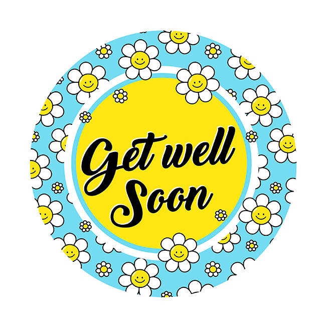 Foil Balloon 9" (22.5cmD) Get Well Soon Daisy Blue