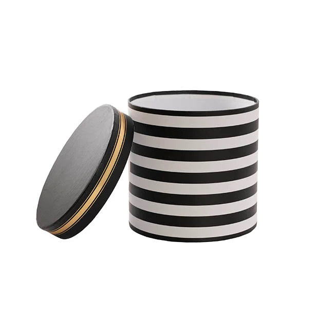 Soft Toy Gift Hat Box Round Stripes Black White(15cmWx13.5cmH)