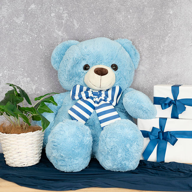 Liam Giant Teddy Bear Blue (105cmHT/70cmST)