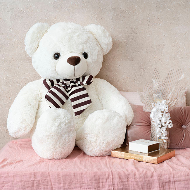 Liam Giant Teddy Bear Off White (105cmHT/70cmST)