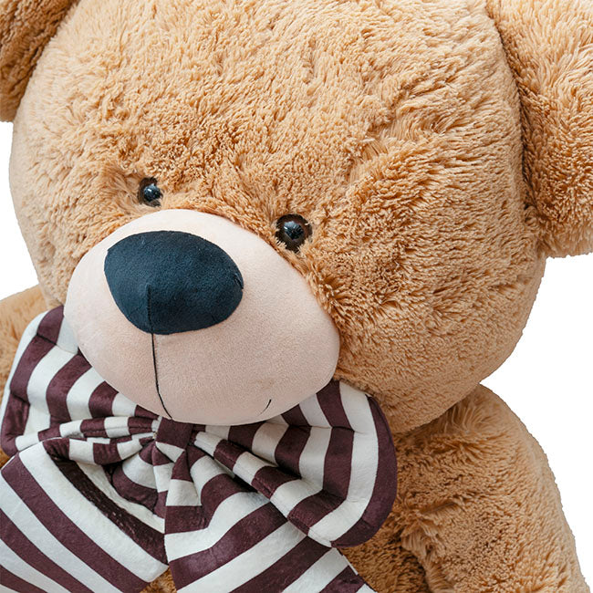 Giant Teddy Bear Wilson w Striped Bow Brown (115cmHT/80cmST)