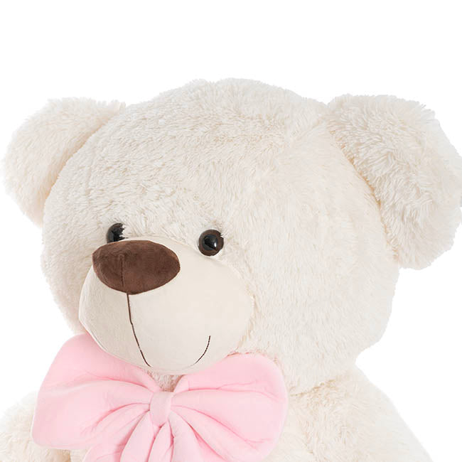 Wilson Giant Teddy Bear w Pink Bow White (115cmHT/80cmST)