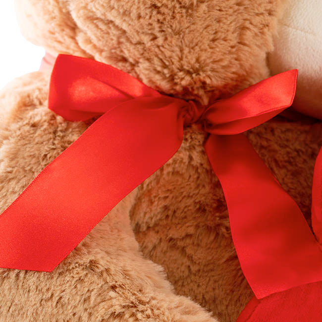 Teddy Bear Kev w Red Bow & Plush Rose Brown (HT85cm/55cmST)
