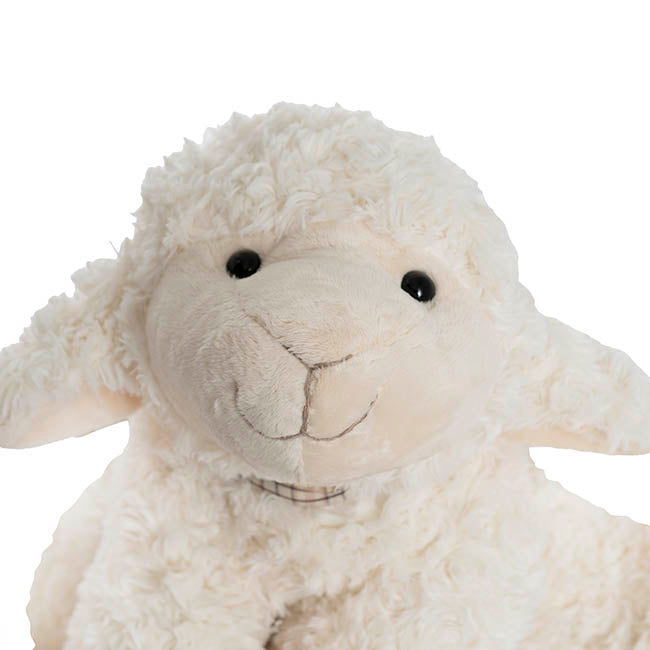 Lazy Linda Lying Lamb Plush Soft Toy Cream (46x15cmH)