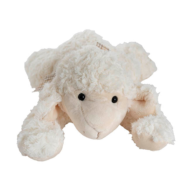 Lazy Linda Lying Lamb Plush Soft Toy Cream (46x15cmH)