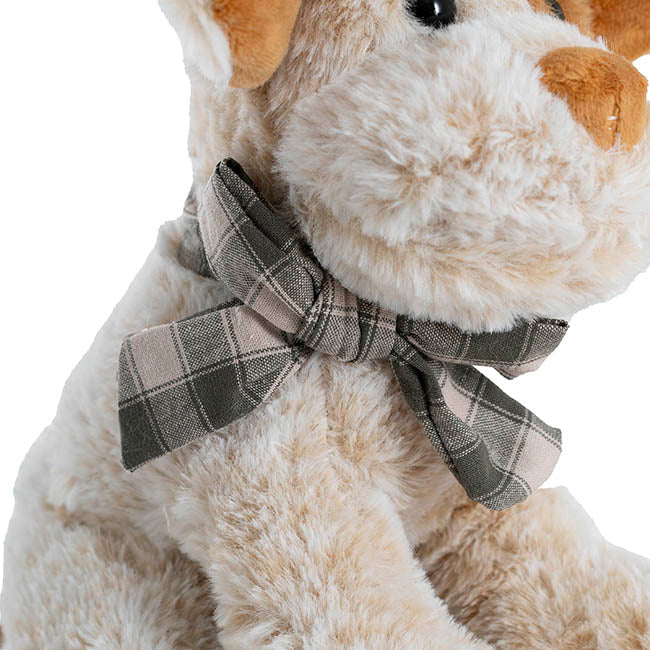 Smudges Puppy w Bow Plush Soft Toy Soft Brown (25cmHT)