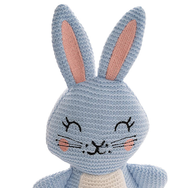 Rosie Knitted Bunny Plush Soft Toy Blue (29cmHT)