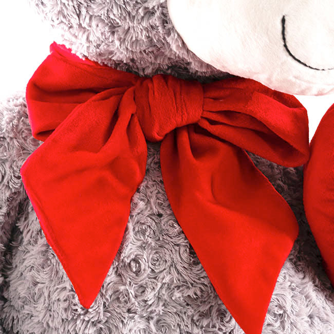 Polar Bear Winston w Bow & Plush Heart Grey (HT90//62cmST)