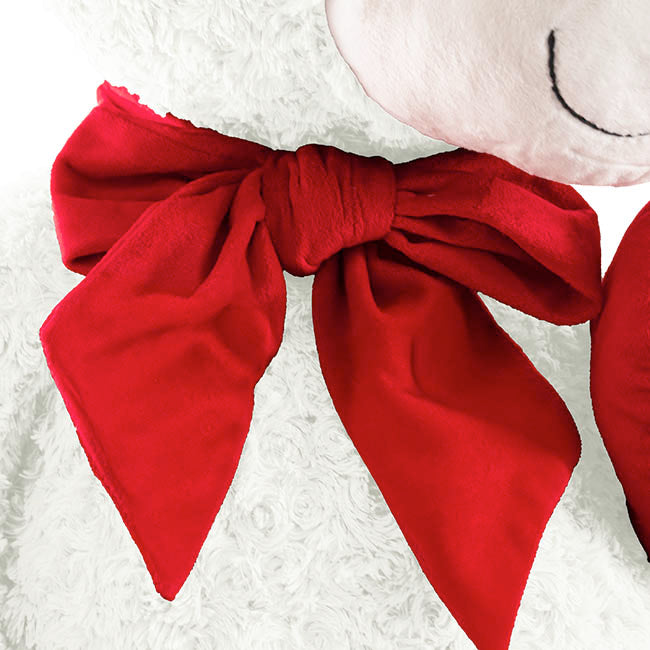 Polar Bear Winston w Bow & Plush Heart White (HT90//62cmST)