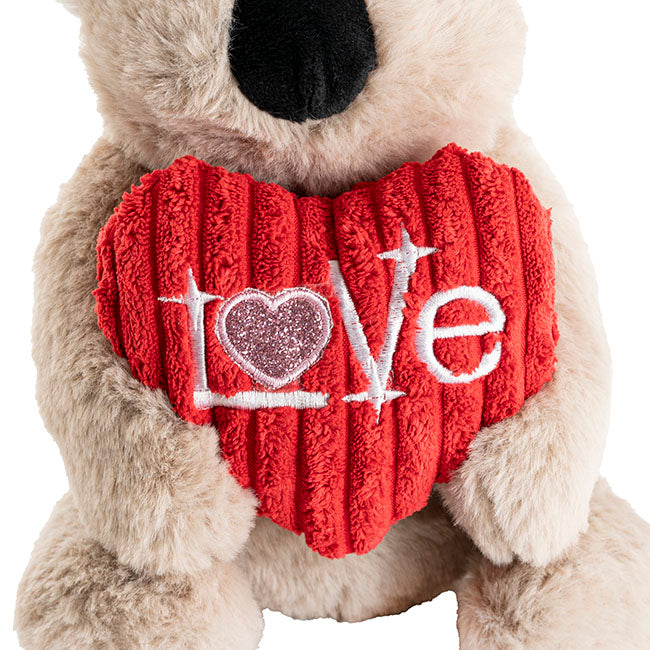George the Koala Plush Toy w Love Heart Oyster Grey (20cmST)