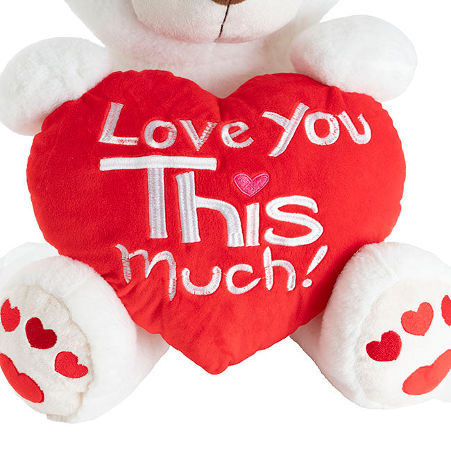 Teddy Bear Chubbs w Love You This Much Heart White (45cmST)