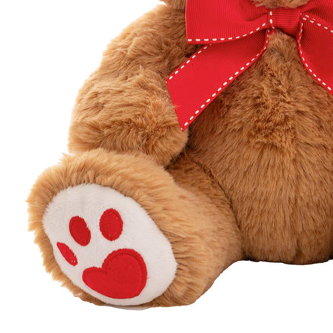 Sweetheart Teddy Bear Molly w Red Nose & Bow Brown (25cmST)