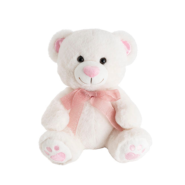 Sweetheart Teddy Bear Molly w Bow White (25cmST)