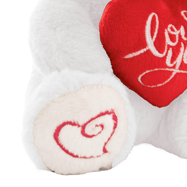 Mini Teddy Bear Alfie w Love You Heart Plush White (14cmST)