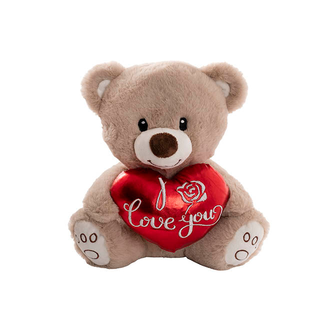 Teddy Bear Theo w I Love You Heart Grey (25cm.ST)