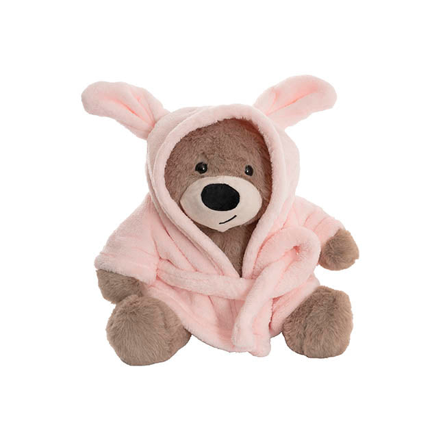 Teddy Bear Myles w Bathrobe Pink (25cmST)