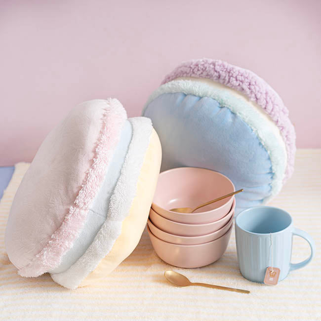 Macaron Cookie Squish Pillow Plush Puff Blue (30cmD)
