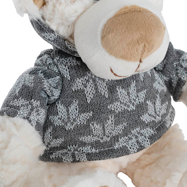 Archie the Artic Bear w Hoodie Cream (25cmH)