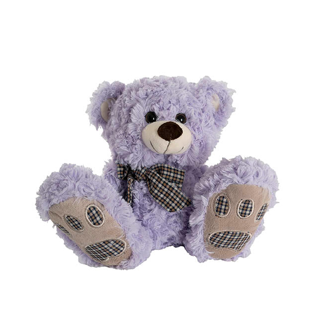 Elliot Teddy Bear w Bow Soft Purple (23cmST)