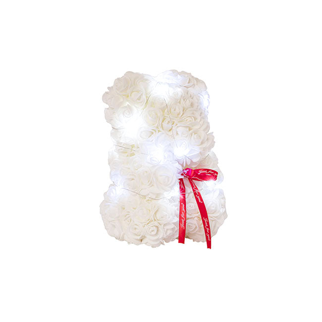 LED Rose Bear Tiffany White (25cmH)