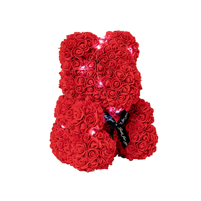 LED Rose Bear Tiffany Large Red (40cmH)