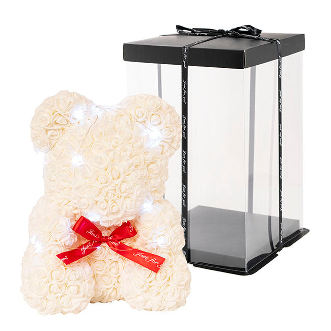 LED Rose Bear Tiffany Large White (40cmH)