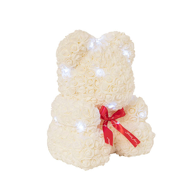 LED Rose Bear Tiffany Large White (40cmH)