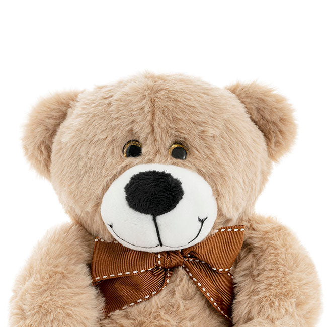 Alec Bear with Bow Dark Brown (19cmST)