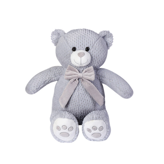 Louis Teddy Bear With Dark Grey Bow Grey (40cmST)