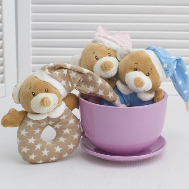 Starbright Teddy Bear Ring Rattle Blue (16cm)