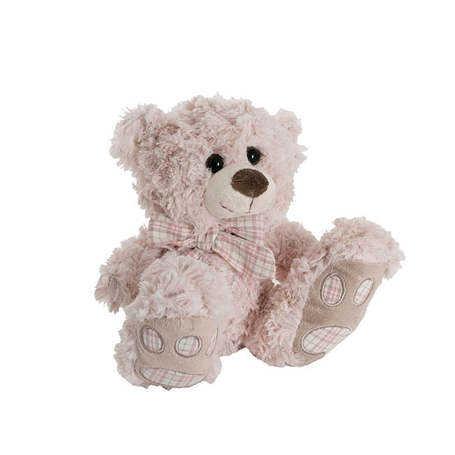 Elliot Teddy Bear w Bow Baby Pink (23cmST)