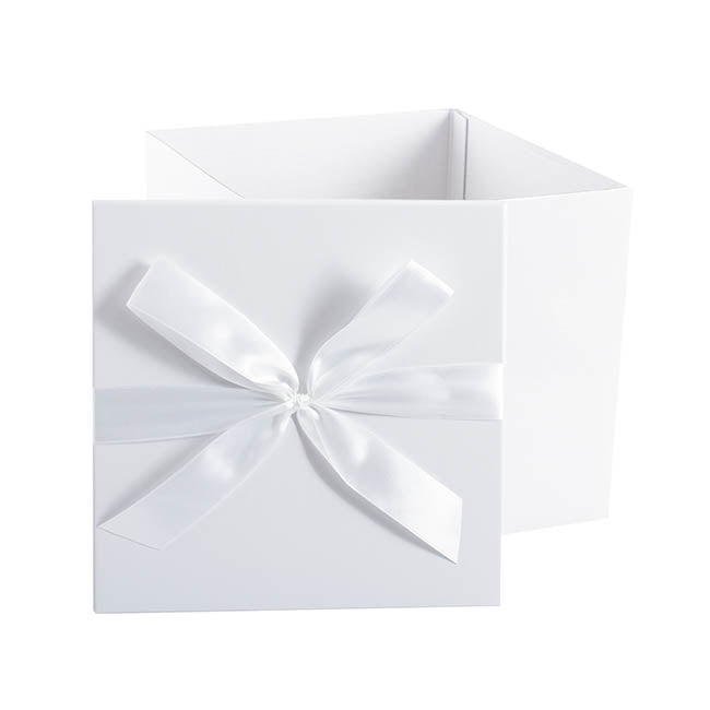 Gift Box Jumbo with Bow Flat Pack White (305x300x300mmH)