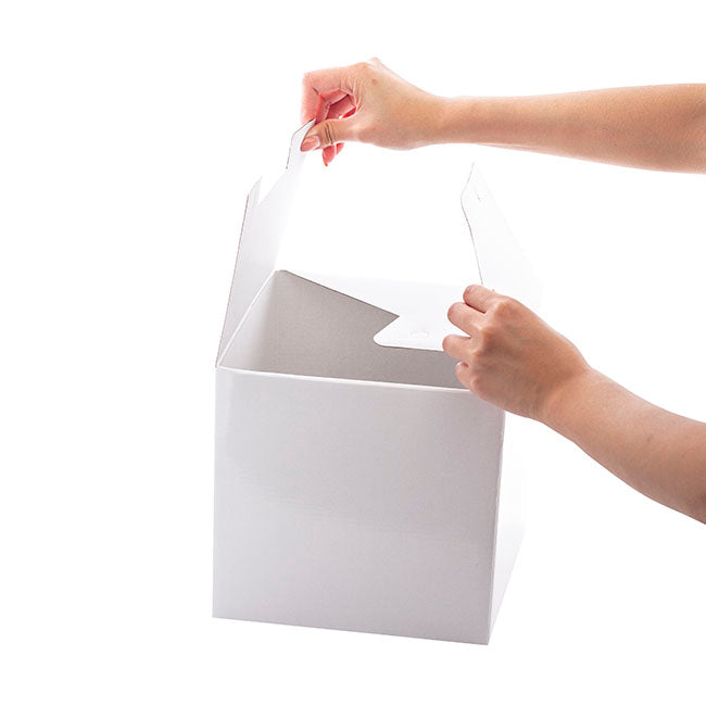 Gift Box Extra Lge with Bow Flat Pack White (250x250x245mmH)