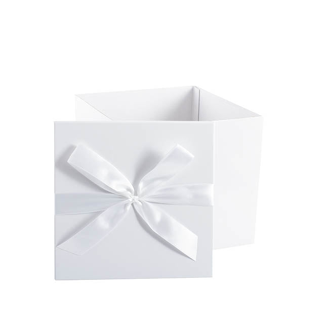 Gift Box Extra Lge with Bow Flat Pack White (250x250x245mmH)