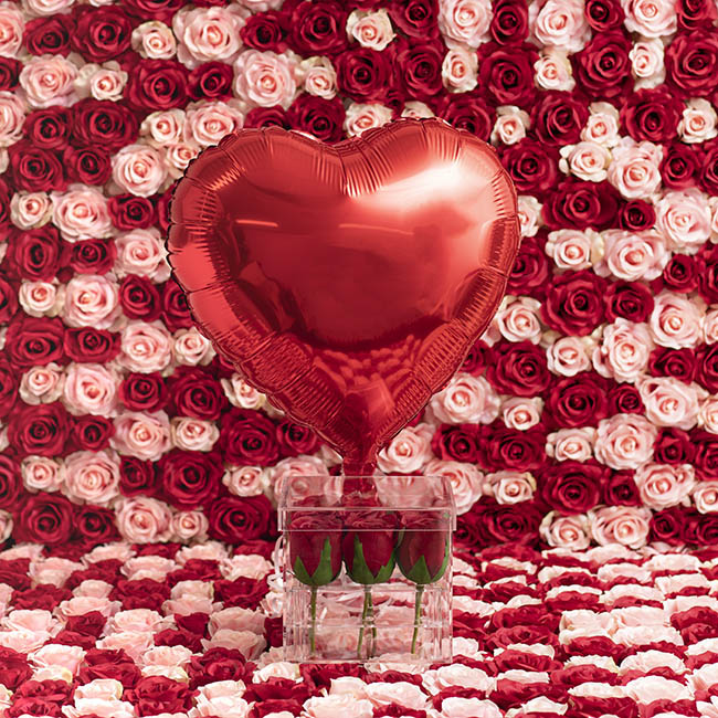 Foil Balloon 18" Pack 5 Heart Shape Solid Red (45cm x 51cm)
