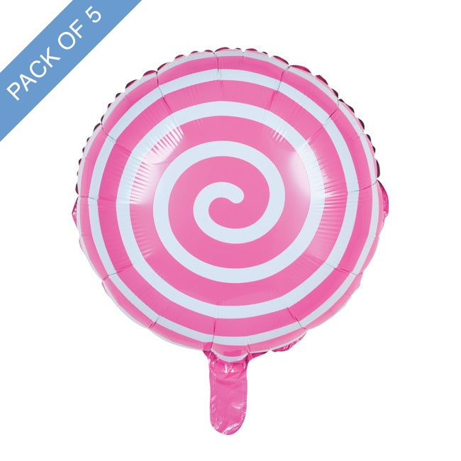 Foil Balloon 18" (45cmD) Pack 5 Round Lollipop Baby Pink