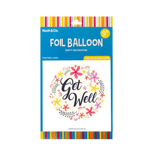 Foil Balloon 9" (22.5cmD) Pack 5 Round Frangipani Get Well
