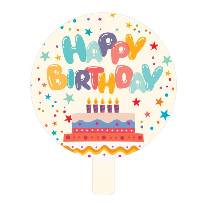 Foil Balloon 9" (22.5cmD) Air Fill Round Happy Birthday Cake