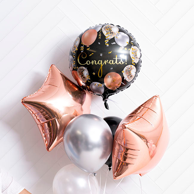 Foil Balloon 18" (45cmD) Pack5 Congrats Celebration Confetti