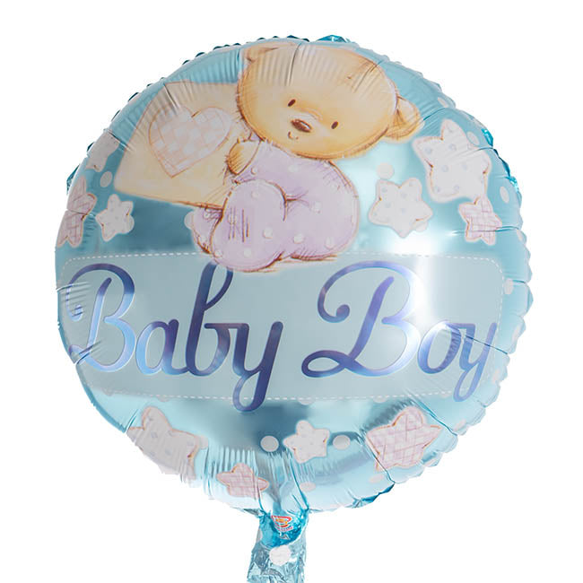 Foil Balloon 18" (45cmD) Baby Boy Teddy Bear Blue