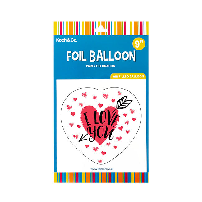 Foil Balloon 9" (22.5cmD) Pack 10 I Love You Arrow White