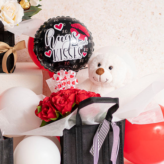 Foil Balloon 9" (22.5cmD) Pack 10 Hugs and Kisses