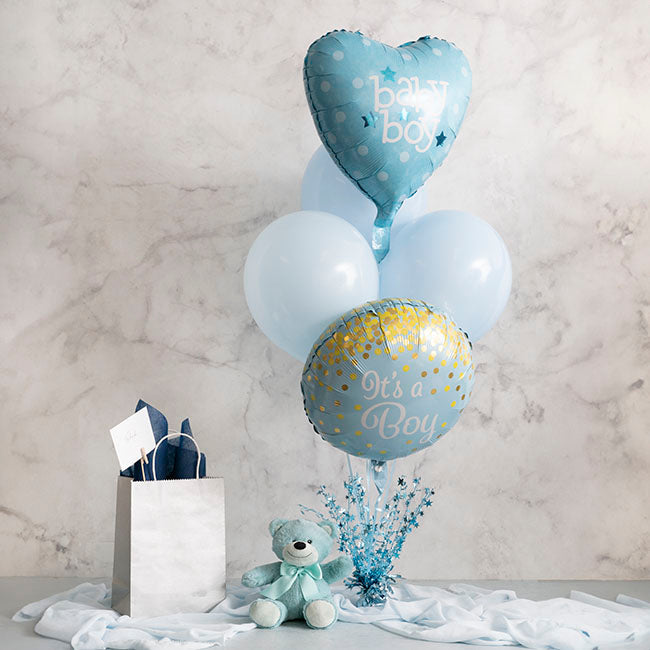 Foil Balloon 18" Baby Boy Heart Soft Blue (45cmD)