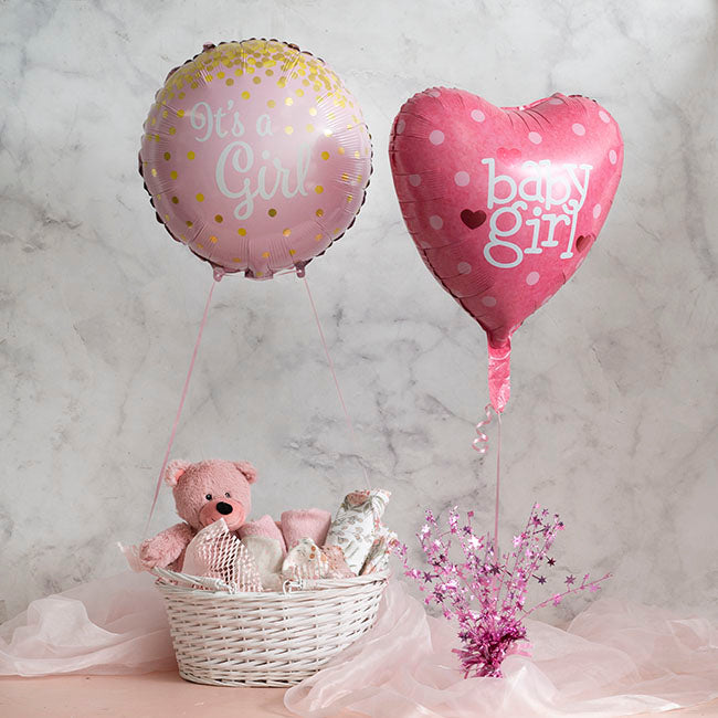 Foil Balloon 18" Baby Girl Heart Hot Pink (45cmD)