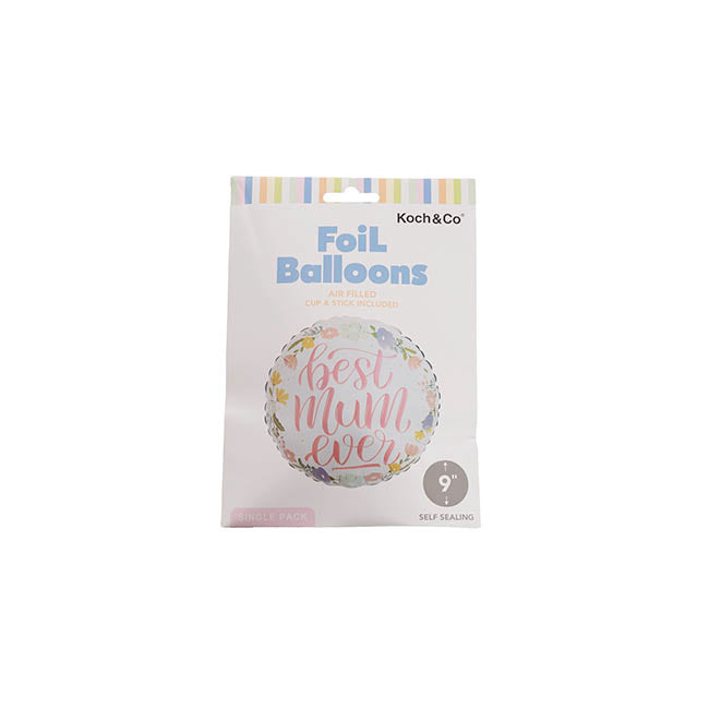 Foil Balloon 9" (22.5cmD) Air Fill RND Floral Best Mum Ever