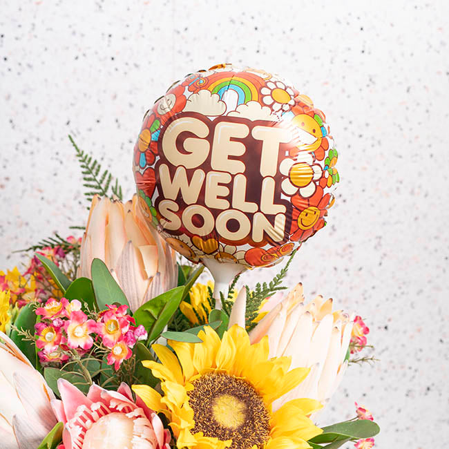 Foil Balloon 9" (22.5cmD) Air Fill RND Floral Get Well Soon