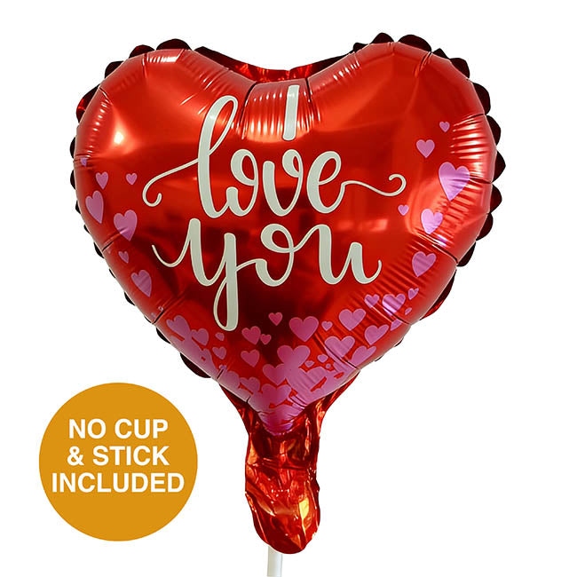 Foil Balloon 9" (22.5cmD) I Love You Heart Red