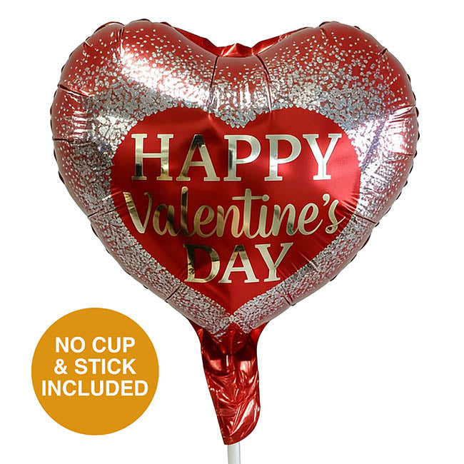 Foil Balloon 9" (22.5cmD) Happy Valentine's Day Confetti Red