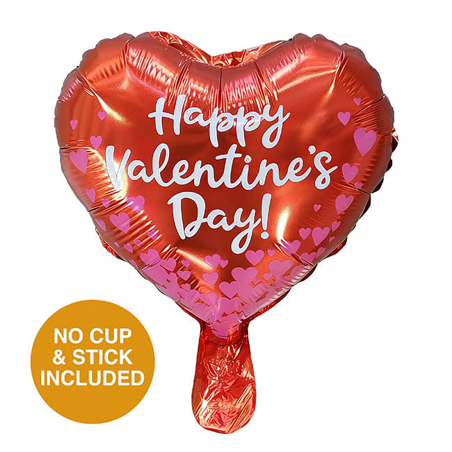 Foil Balloon 9" (22.5cmD) Happy Valentine's Day Hearts Red