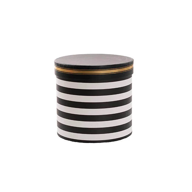 Soft Toy Gift Hat Box Round Stripes Black White(15cmWx13.5cmH)